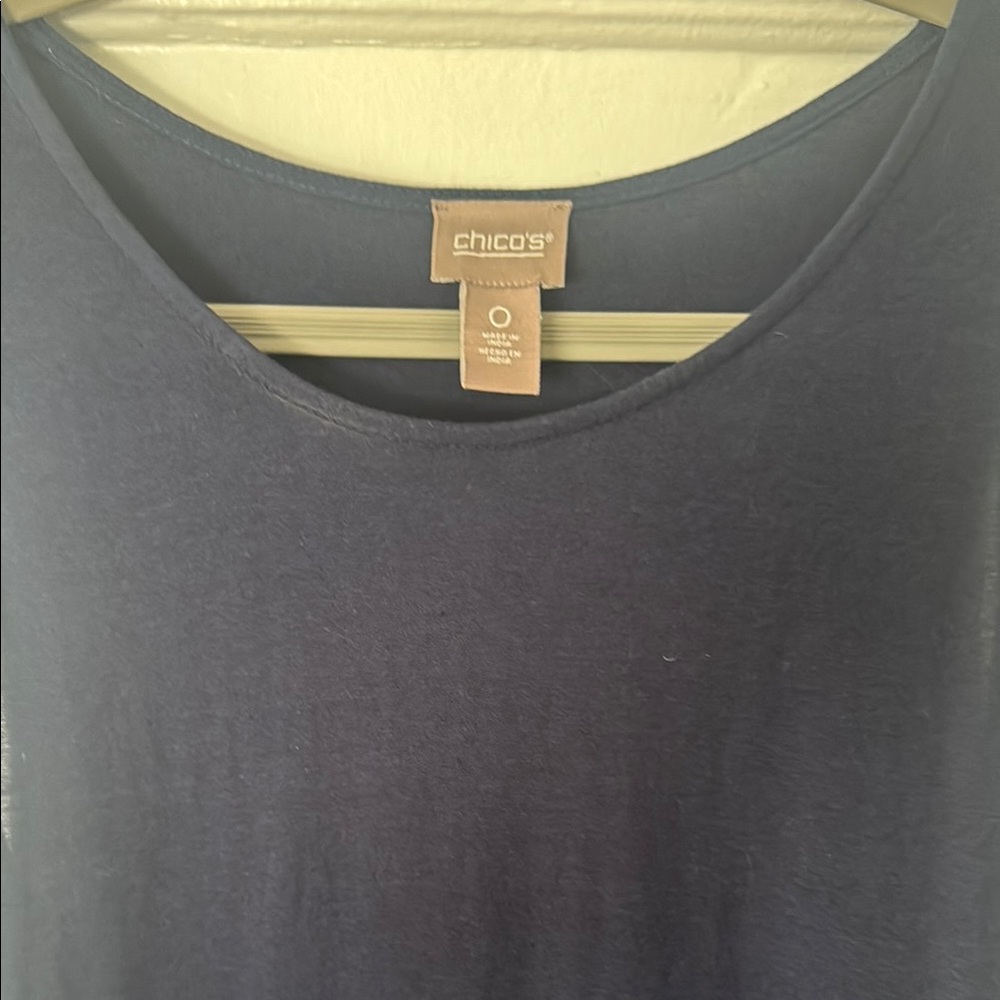 Chicos Navy Blue Sleeveless Crew Neck Sundress with Texture at Bottom - Picture 6 of 15